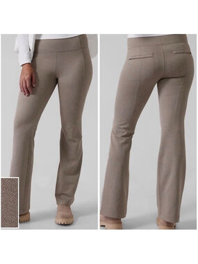 Women's Athleta Delancey Herringbone Flare Pants L Athleisure Neutral